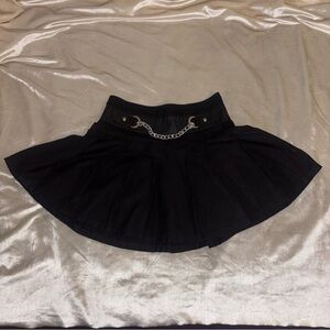 Royal Bones Black Mini Skirt with Chain Accent